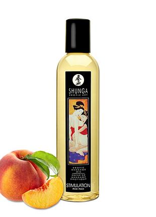 Масажна олія shunga erotic massage oil з ароматом персика 250 мл