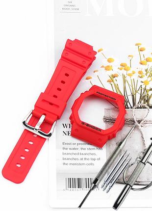 Комплект корпус (рант) + ремешок для g-shock dw-5600 / gw-b5600 / gb-5600 / gwx-5600 / dw-5025 красный