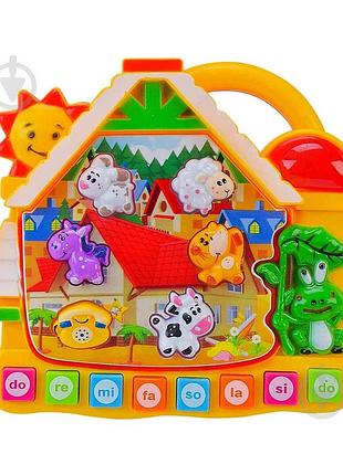 Музыкальное пианино-домик cy-6071b — обучающая игрушка со звуками животных и нотами, 17×16×3 см