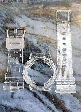 Casio ремешок + безель (рант) для часов casio baby-g ba-110 / ba-111 / ba-112 прозрачный. белый