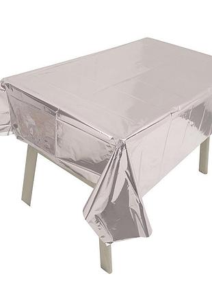 Скатертина клейонка із фольги 270 на 100 см сріблястий