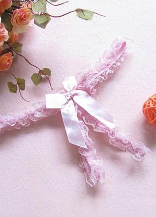 Трусики з розрізом жіночі рожеві - розмір універсальний, (резинка)