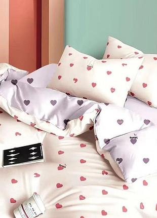 Комплект ранфорс сердечка мікс комфорт текстиль семейный на резинке