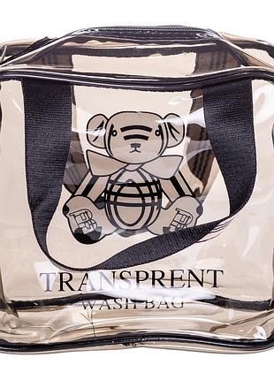 Прозрачная женская косметичка для дома 22×9×17 (см) косметичка дорожная в сумку для косметики, макияжа, лекарств, кистей hp-16-4k