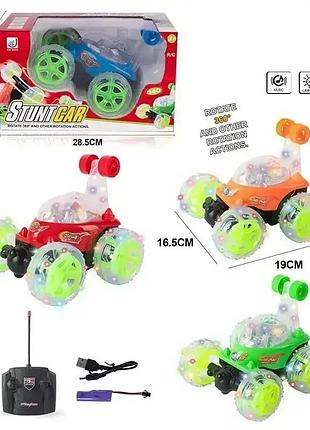 Детская машинка-перевертыш на радиоуправлении, трюковая машина с подсветкой на жк для мальчиков 9802 m-d