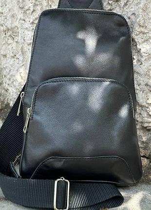 Сумка гладкий слинг yozone через плечо мужская, сумка мессенджер с широким ремешком 29х19х6 см