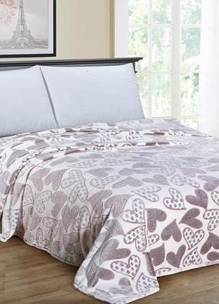 Плед-покривало велсофт (мікрофібра) серця євро