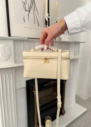 Женская сумка loro piana сумочка кросс боди кожаная молочная лоро пиано