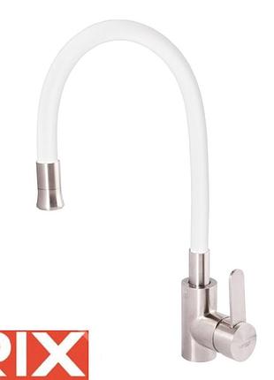 Смеситель для кухни с силиконовым изливом rix lr74004-3, sus304 из нержавеющей стали, белый
