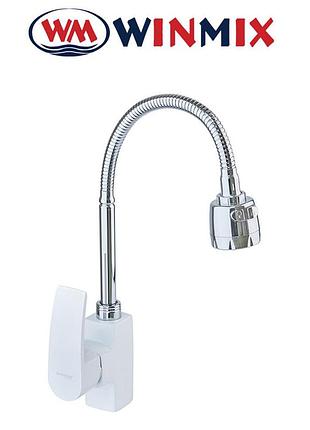 Смеситель для кухни белый с рефлекторным гусаком winmix (nut) magnum reflector white-chrome (chr-011), польша