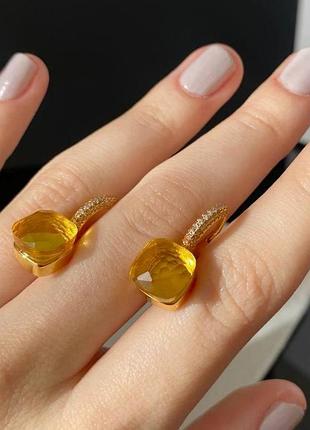 Помелато сережки / pomellato сережки з жовтим кристалом