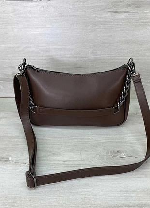 Модная каркасная женская сумочка багет эко-кожи с цепочкой, жесткая молодежная мини сумка луна welassie