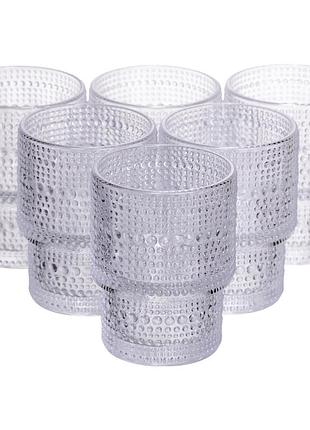 Набор стеклянных стаканов 6 (шт) 200 (мл) для лимонадов, сока, воды, коктейлей стаканы из толстого стекла hp-19-178-1