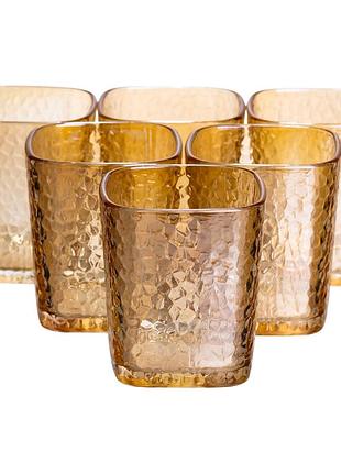 Набір склянок 6 (шт) 250 (мл) для лимонадів, соку, води, коктейлів коричневий hp-19-ay-3