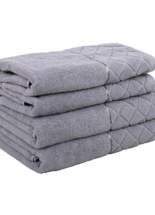 Рушник махровий аїша 70х140 см + 50х90 см жаккард (бордюр ромби)