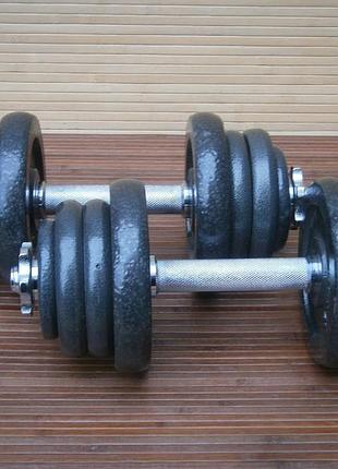 Гантелі 2 шт по 11,5 кг розбірні сталеві sport lux 23 кг / 33 см / 25 мм
