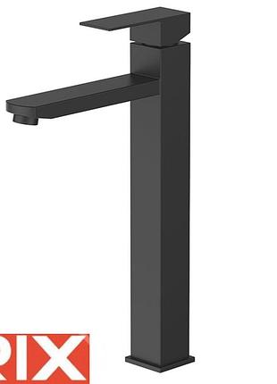 Смеситель для умывальника rix kub (chr-001) high black long, sus304 из нержавеющей стали