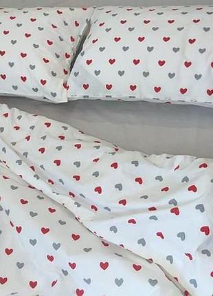 Постельное белье ранфорс сердечки серый