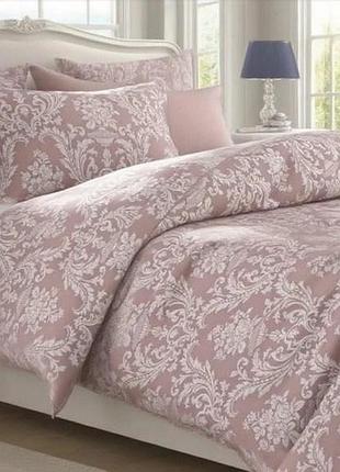 Комплект постільної білизни двоспальний теплий байковий фланель суперлюкс версаль кораловий