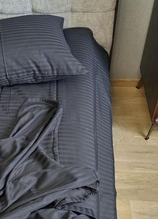 Комплект stripe lux dark night 1/1см комфорт текстиль полуторный на резинке
