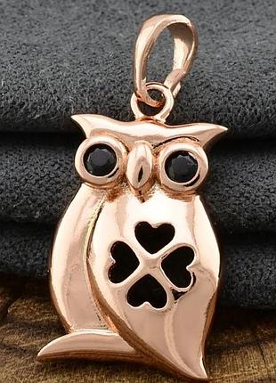 Кулон сова для цепочки до 3мм, xuping, размер 27*14мм, позолота ро