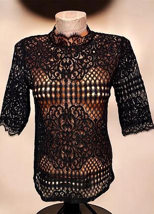 Чорний мереживний топ zara, розмір m стан нового