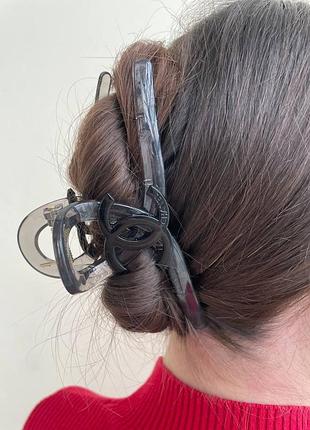Прозрачный краб для волос шанель / удобная заколка для длинных волос