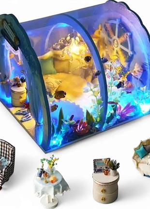 Конструктор 3d roombox кукольный домик ocean house с подсветкой румбокс сборный