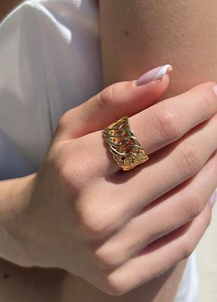 Стильное кольцо и серьги кольцами, позолота 18 к (набором или по отдельности)