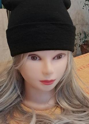 Шерстяная двойная теплая шапка