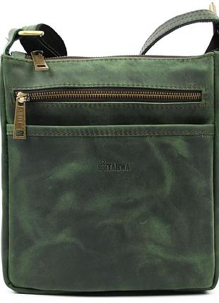 Мужская кожаная сумка через плечо re-1300-4lx tarwa зеленая