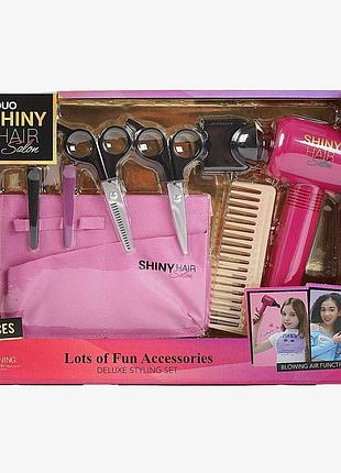 Набор парикмахера 626006 shiny hair salon 8 аксессуаров, фен выдувает воздух