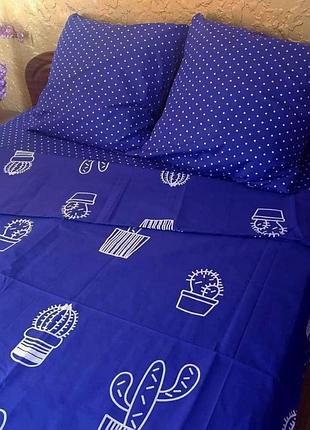 Постежна бязь світ кактусів синій сім'я