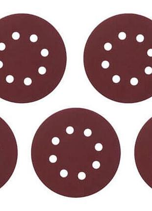 Круг шлифовальный на липучке intertool 125 мм × р180 с отверстиями (5 шт.) (bt-0589)