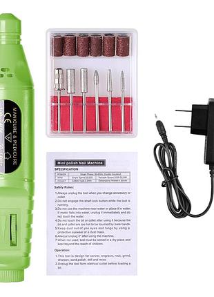 Фрезер-ручка для аппаратного маникюра на 20000об, 5в, зеленая