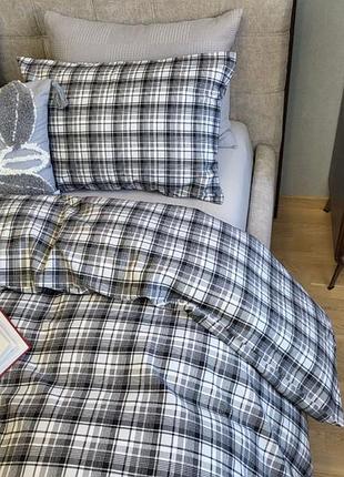 Комплект мустанг/сірий фланель комфорт текстиль евро на резинке