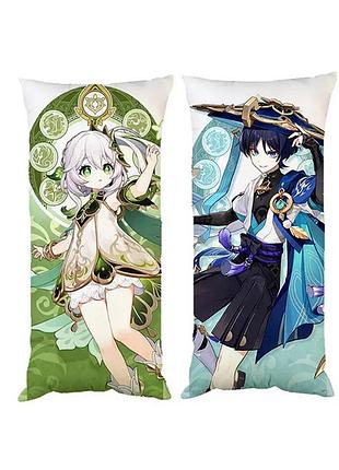 Наволочка чехол для подушки нахида странник скарамучча геншин импакт двухсторонняя 30х50 см (pp0693_50)