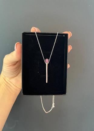 Підвіска-сорочка посрібнення/ланцюжок із рожевими кристалами