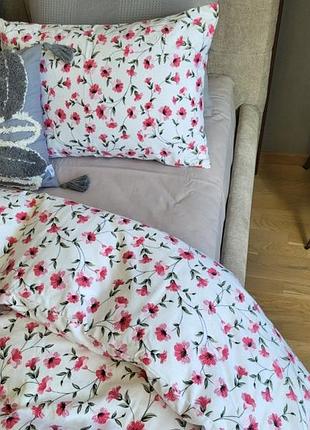 Комплект мія/сірий мусон фланель комфорт текстиль двуспальный на резинке