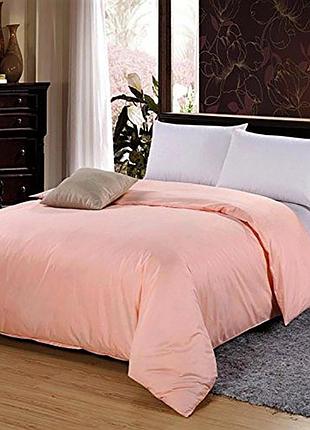 Постельное белье поплин персик-белоснежный