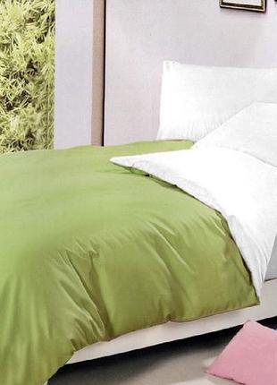 Постельное белье бязь салатово-белый двуспальный евро