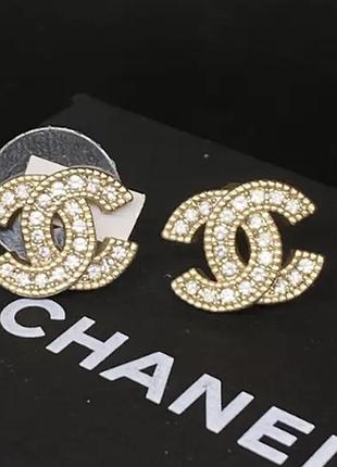 Сережки з позолотою з логотипом та камінням