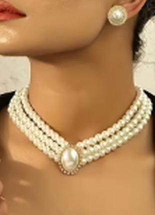 Комплект украшений с искусственными жемчугами