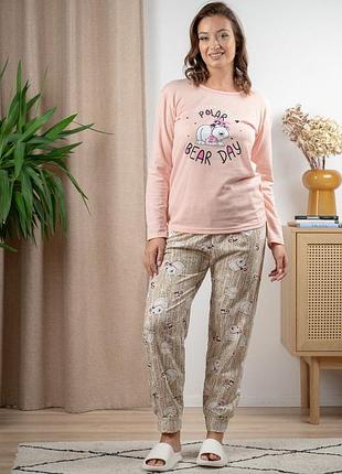 Піжама жіноча бавовна на байці, турція, штани, реглан