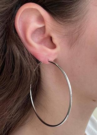 Серьги кольца крупные посеребрение / сережки кольцами большие