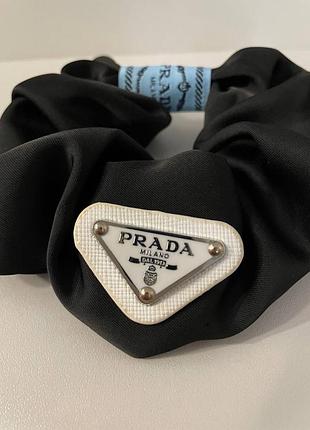 Шелковая черная резинка прада / стильная заколка для волос