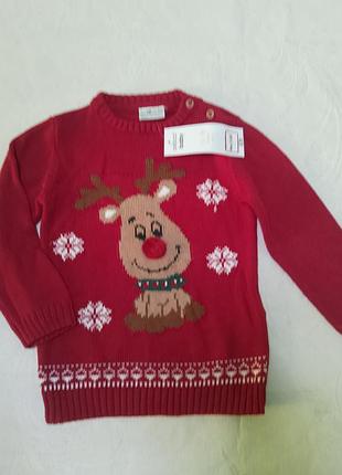 Вязаный свитер красный с оленем pepco 
рождественский красный свитер pepco