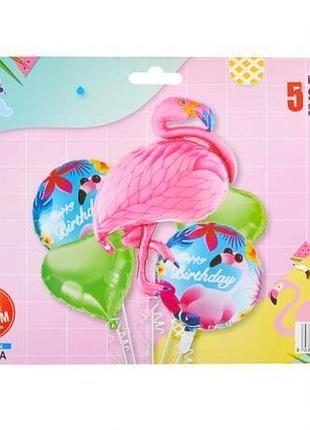 Набор шариков фольгированных "фламинго" 5 шт a-126