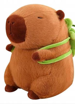 Велика м'яка іграшка капібара гігант плюшева з рюкзаком черепахою на спині 75 см