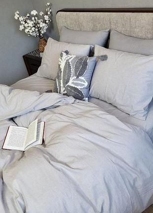 Комплект на резинці односпальний washed cotton варена бавовна silver moonlight